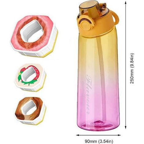 Gourde Air Water Up 900 ml, pack de démarrage Air, gourde aromatisée avec capsules parfumées pour le camping, rose et vert + 5 anneaux aléatoires rose et vert +