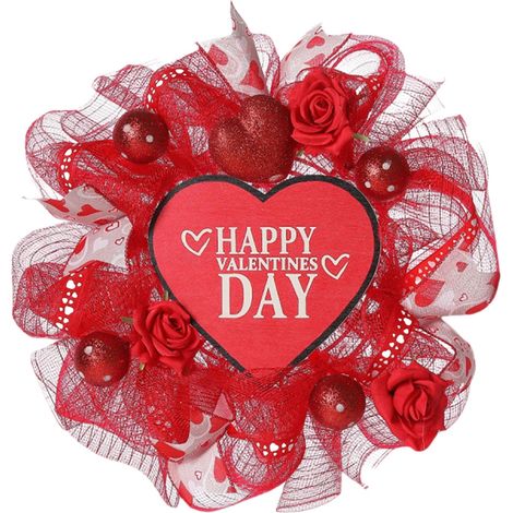 Guirlande En Tissu - Couronne Décorative Artificielle Pour Porte Mur Fenêtre - Idéale Pour Saint-Valentin Noël Hiver Fêtes - Diamètre 35 Cm - 1 Pièce (1/5)