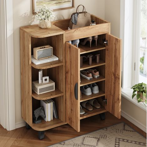 Zapatero estrecho con compartimentos abiertos, 80 x 32 x 99 cm, natural DESVIAE (1/5)