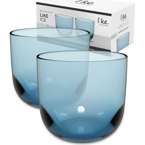 Verre À Eau, Ensemble De 2 Pièces, Verre Coloré Bleu Glacé, Contenance 280 Ml (1/5)