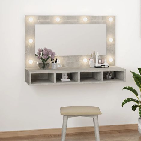 Armoire à miroir de Salle de bain,Meuble de Rangement magnifique,meuble-lavabo avec LED Gris béton 90x31,5x62 cm -26382 (1/5)