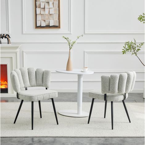 Sedia da pranzo in velluto grigio chiaro con schienale floreale e gambe in metallo nero,60×48×80cm (1/5)