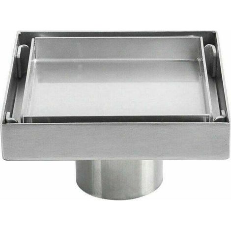 Siphon de sol invisible en acier inoxydable 304 drain de sol déodorant épaissi carré 1010cm (1/4)