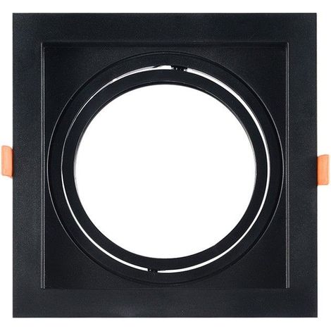 Collerette carrée en polycarbonate pour ampoule QR111 ou AR111 - - Noir (1/5)