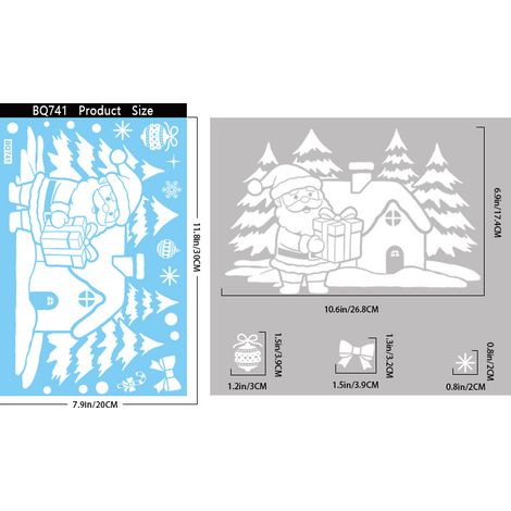 Ensemble de décorations de Noël pour fenêtres, autocollants en verre représentant un paysage enneigé blanc, décorations de fenêtre, flocons de neige blancs, autocollants statiques pour maison enneigée