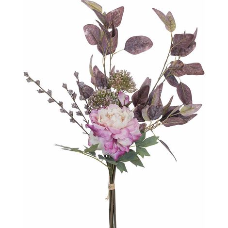 Planta ramo de peoníaa decorativa artificial rosa 30x15x66h cm (1/5)