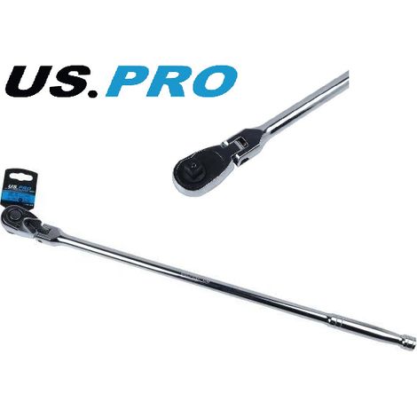 US PRO 1/2"" Ratchet Flexi Head Wrench Quick Release Long Ratchet 600MM 72T 4248