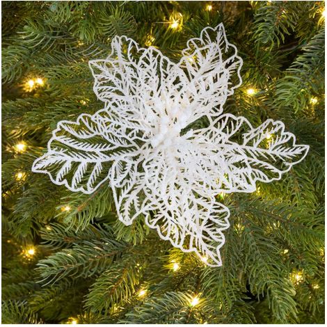 STELLA DI NATALE DECORATIVA SU CLIP IN PLASTICA 23X10CM GLITTERATA BIANCA (1/5)