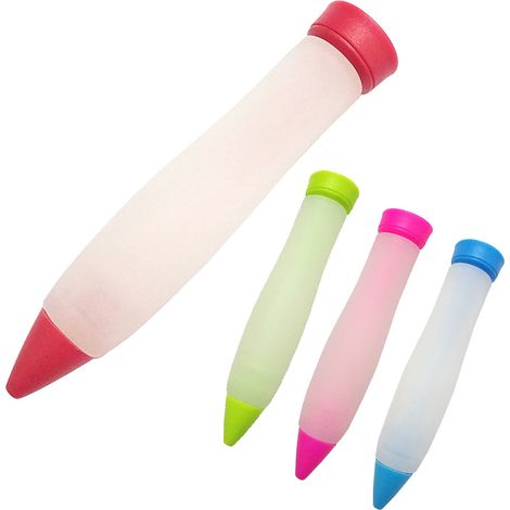 Stylo GâTeau Fondant Silicone Stylo Glacage Patisserie Seringues à Pâtisserie 4 Couleurs De Seringues , AdaptéEs à La DéCoration De GâTeaux (1/5)