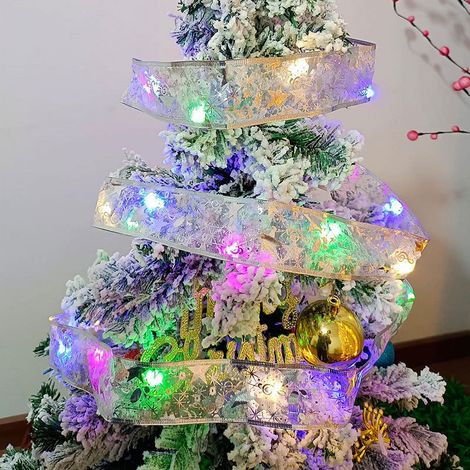Guirlande Lumineuse LED - 2 Cordons - Pour Arbre de Noël Décoration Intérieure Extérieure - 10 Ampoules par Mètre - Alimentation sur Pile (1/5)