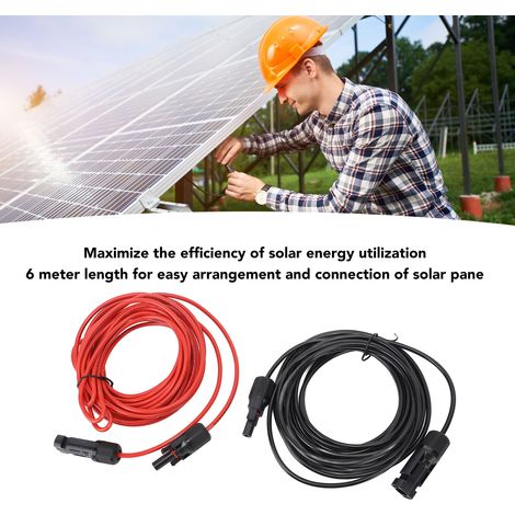 Cavo solare Toivize da 6 m, 12AWG 2,5 mm², prolunga fotovoltaica per pannelli solari, connettori maschio e femmina, rosso e nero. (1/5)