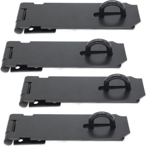 Lot de 4 crochets pour cadenas en acier inoxydable robuste de 12,7 cm (5 pouces), crochets de porte noirs, loquet de sécurité avec vis, parfaits pour les portes extérieures, les abris de jardin, les a (1/5)