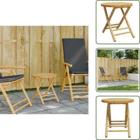The Living Store Table de jardin pliable Ø45x45 cm bambou - Table De Jardin Pliable - Table En Bambou - Mobilier De Jardin - Table Extérieure - Décoration Extérieur (1/5)