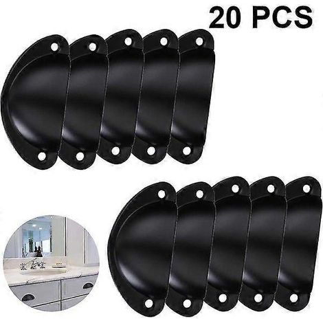 Poignées de tiroir demi-cercle en fer - Lot de 20 avec vis de fixation, disponibles en noir, bronze vert, bronze rouge, entraxe de 70 mm (1/5)