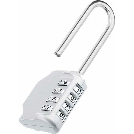 Cadenas code anse longue exterieur pour portail, abri de jardin, 4 chiffres grande Cadena a combinaison long pour casier vestiaire sport, college, scolaire, Serrure Combinée noir (1/5)