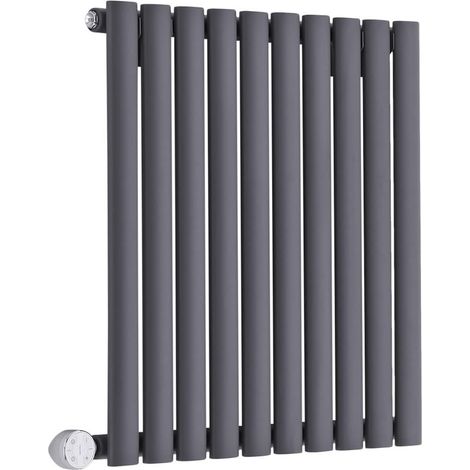Hudson Reed Vitality Électrique – Radiateur Design Horizontal Colonnes Ovales – Anthracite – 63.5 x 59.5 cm