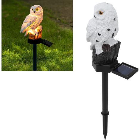 Solarbetriebene LED-Gartenleuchte, warmweißes Licht, eulenförmig, zum Einstecken in den Boden, Landschaftsbeleuchtung (1/5)