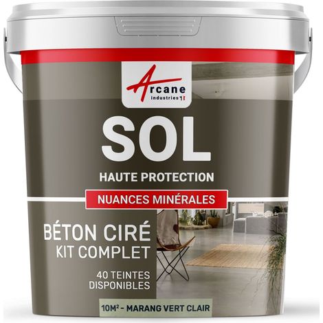 Béton ciré sol en kit Primaire et vernis de finition inclus - 10 m² (en 2 couches) Marang Vert Clair - ARCANE INDUSTRIES