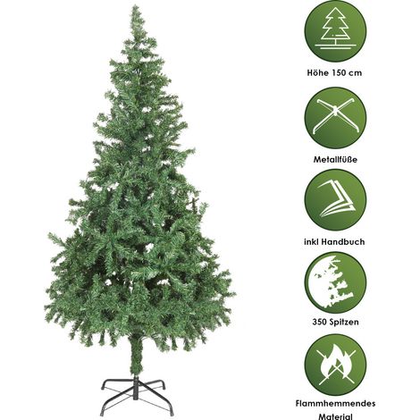 Hengda Albero di Natale artificiale da 150 cm con 350 rami di un albero abete per la fiamma con materiale di sistema di piegatura a struttura rapida Pvc Inc. Stand Christmas Tree - Decorazione di Nata (1/5)