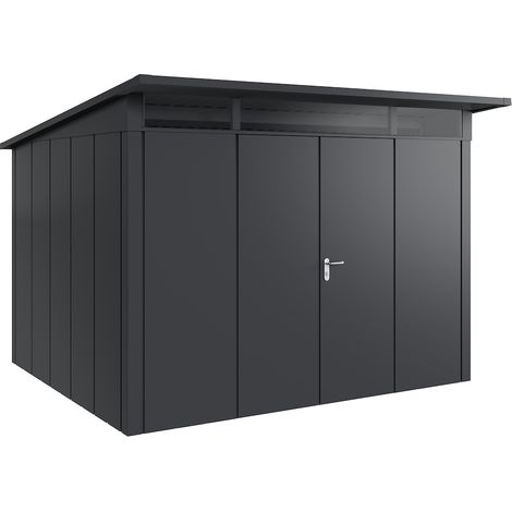 Hörmann Metall-Gerätehaus "Juno" mit Pultdach, JPD13 - Design, 310 x 262 cm (B x T), anthrazit, 2-flüglige Tür