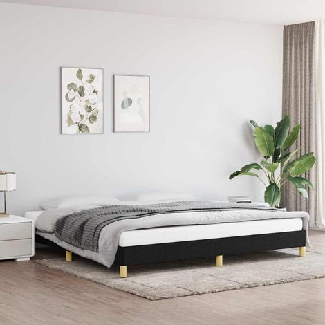 Lit double pour adulte - Cadre de lit Noir 200x200 cm Tissu BV580816 - BonneVie (1/5)
