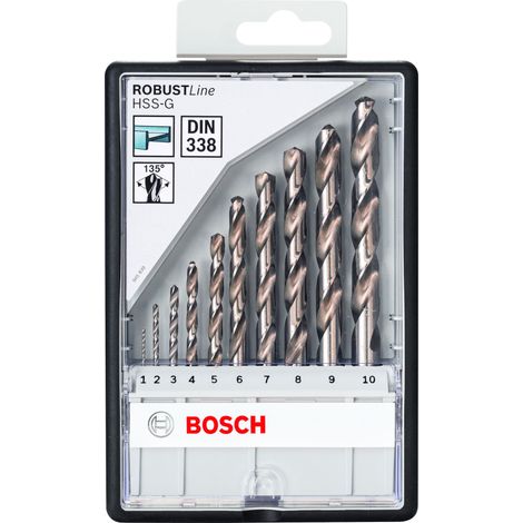 Juego de brocas HSS-G DIN338: Robustline set 10 uds:1-10  BOSCH 2607010535