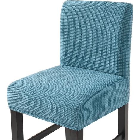 Housses de Chaise de Tabouret Couvre Chaise de Bar Extensibles Housses Chaise à Dossier Bas 4pcs Bleu Ciel (1/5)