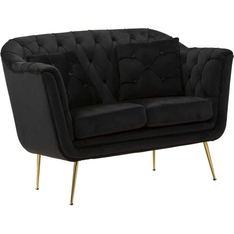 BUDAPEST SOFA' 2 SEATS BLACK WITH CUSHIONS CM 130X83X91 (1/4)