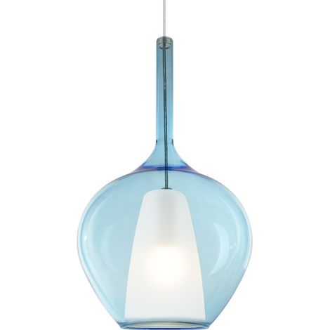 Ideal Lux KALIQUE Suspension en forme de dôme de 28 cm, bleu ciel, 1 x E27 (1/2)