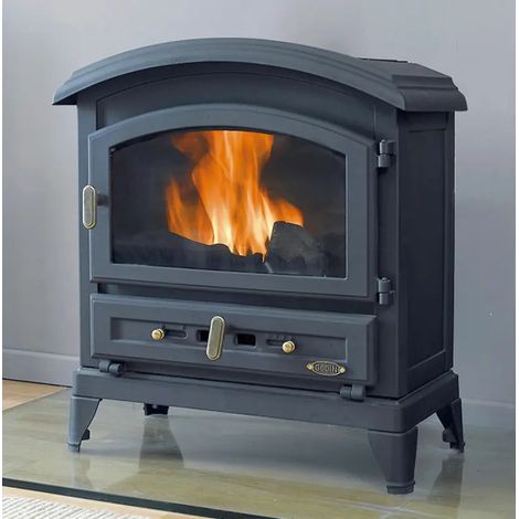 Godin – Poêle à bois fonte 8.5kW pour bûches jusqu'à 50 cm – Évacuation arrière – Rendement 79.3% – Labellisé Flamme Verte