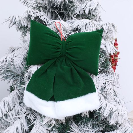 Ribbon - Bow Noël Velours - Décoration Arbre De Noël Fenêtre - 37 X 30 Cm - Vert - 1 Pièce (1/5)