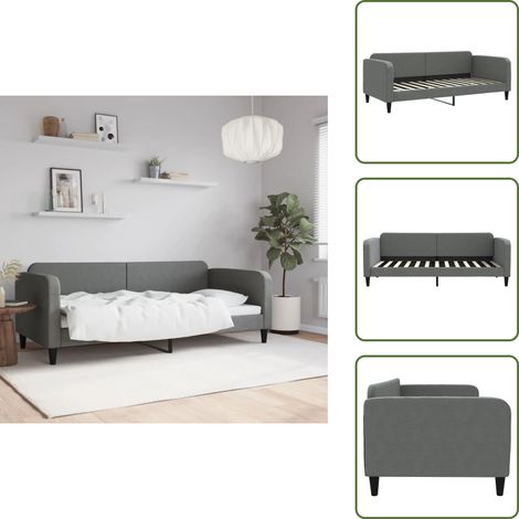 Sofá cama 2 en 1 - vidaXL Sofá cama sin colchón tela gris oscuro 90x200 cm - Sofá cama con respaldo