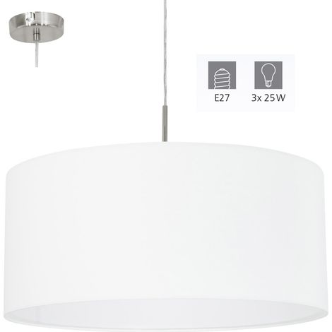 Lampe à suspension 110 cm en métal et tissu blanc avec hauteur réglable - Eglo Pasteri (1/5)