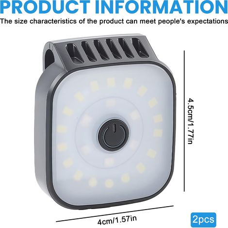 Set di 2 lampade frontali a LED con clip - Lampada frontale ricaricabile con clip - Alta luminosità - Luce notturna - Per jogging, arrampicata, campeggio, escursionismo (1/4)