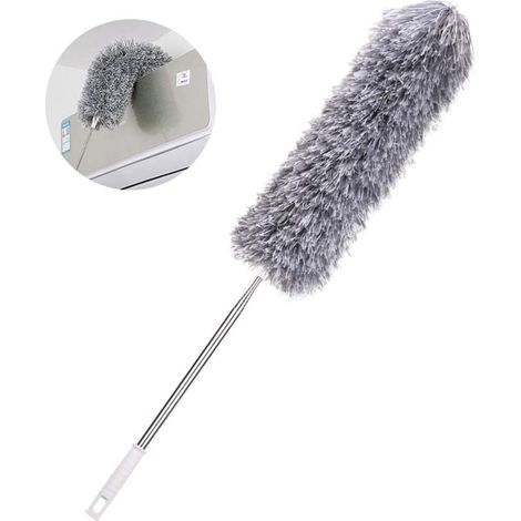 Plumeau Télescopique - 0.5-2.8 M - Manche Rétractable En Acier Inoxydable - Tête Flexible Antistatique En Microfibre - Lavable - Pour Maison Voiture Bureau - 1 Pièce