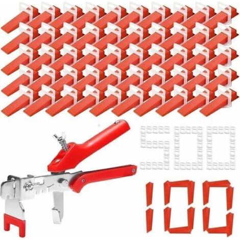 Kit Nivellement Carrelage - 500 Pinces Cale Carrelage Pour Carreaux De 2 Mm - 100 Nivellement Carrelage Cales Réutilisables - 1 Pince à Carreaux Pour La Pose De Carreaux Au Mur Et Au Sol - 601 (1/4)