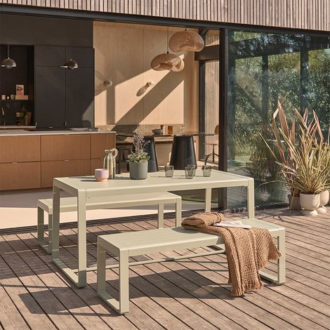 Salon de jardin en aluminium vert 4/6 personnes