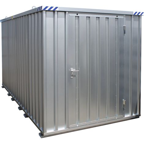 Conteneur de chantier galvanisé 2100x1100x2100 mm – Montage rapide sans outils – Tôle à ondes trapézoïdales résistante aux intempéries
