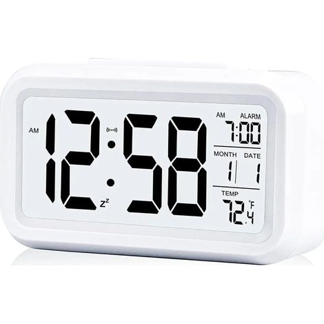 Réveil LED numérique Mode silencieux Température Blanc (1/5)