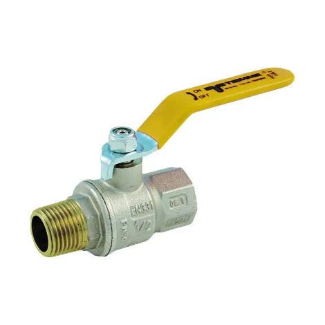 Tiemme - Valvola/Arresto A Sfera Gas Diritta Maschio/Femmina 1/2" Con Leva Gialla