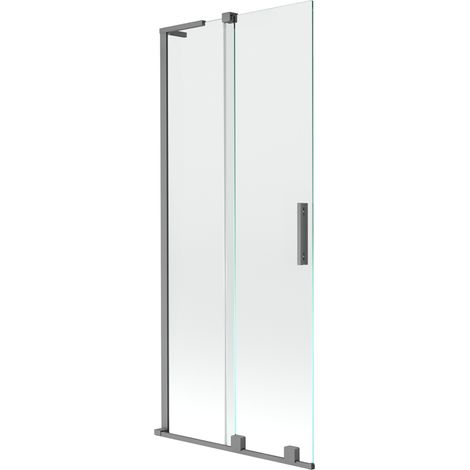 Mexen Velar L paravent de baignoire coulissant à 2 panneaux 85 x 150 cm, transparent, gun metal - 896-085-003-01-95 (1/2)