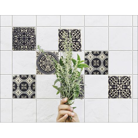 Sticker adhésif déco 15x15 cm, Homestaging relief pour carrelage gris, décorez et donnez du relief à votre intérieur. (1/2)