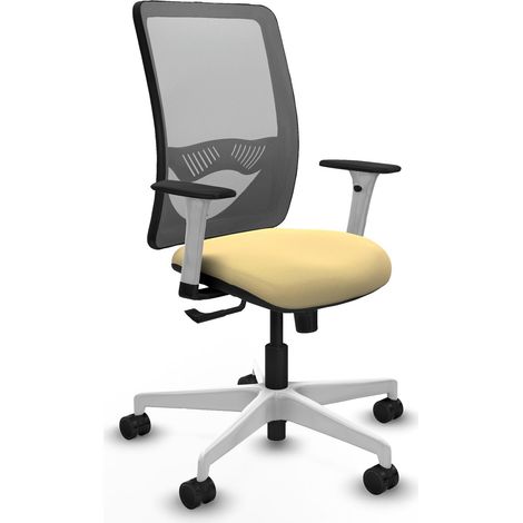 Silla de oficina piqueras y crespo Zulema cuero sintético crema marco blanco (1/2)