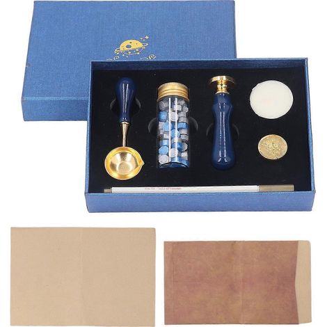 Kit de tampon à cire à cacheter - Motif exquis et onirique - Kit de remplacement de lettres à cacheter avec perles de cire (1/4)