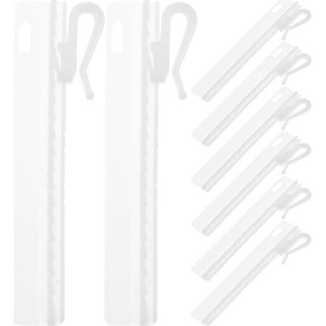 Set mit 50 verstellbaren Gardinenstangenhaken aus Kunststoff mit Klebeclips. – 9,5 x 2,5 x 1 cm – Weiß (1/4)