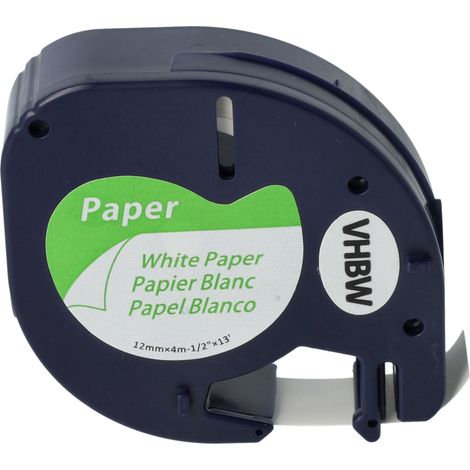 vhbw Label Tape Paper Replacement for Dymo S0721520, 91200 for Label Printer 4m x 12 mm, Black on White (1/4)
