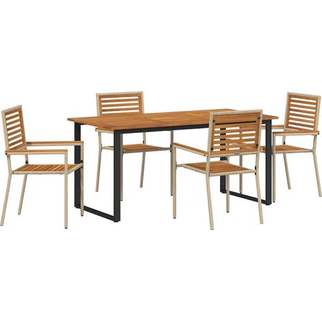 vidaXL Garden Dining Set 5 pcs Beige Solid Acacia Wood (1/4)