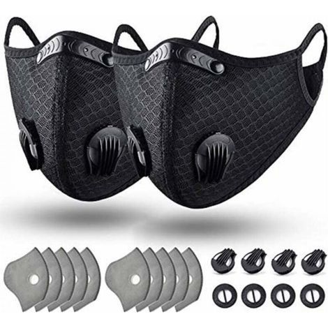 Waschbare und wiederverwendbare Staubmaske mit Filter für Laufen, Radfahren und andere Outdoor-Aktivitäten. Schwarze Ohrschlaufen, Einheitsgröße. (1/4)