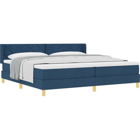 Maison Exclusive - Lit à ressorts avec tête de lit Bleu 200 x 200 cm tissu (1/5)
