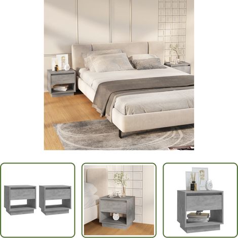 vidaXL Betonfarbe - Nachttische 2 Stk. Betongrau 45x34x44 cm Holzwerkstoff (1/5)